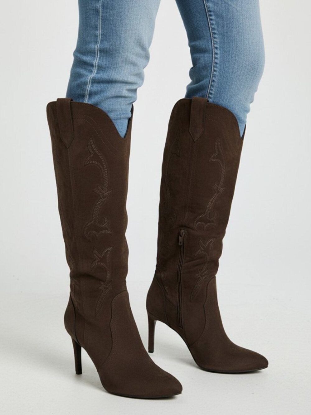 MIA Lilibette Knee High Western Boots Pointed Toe Heeled Boot. Sz: 8